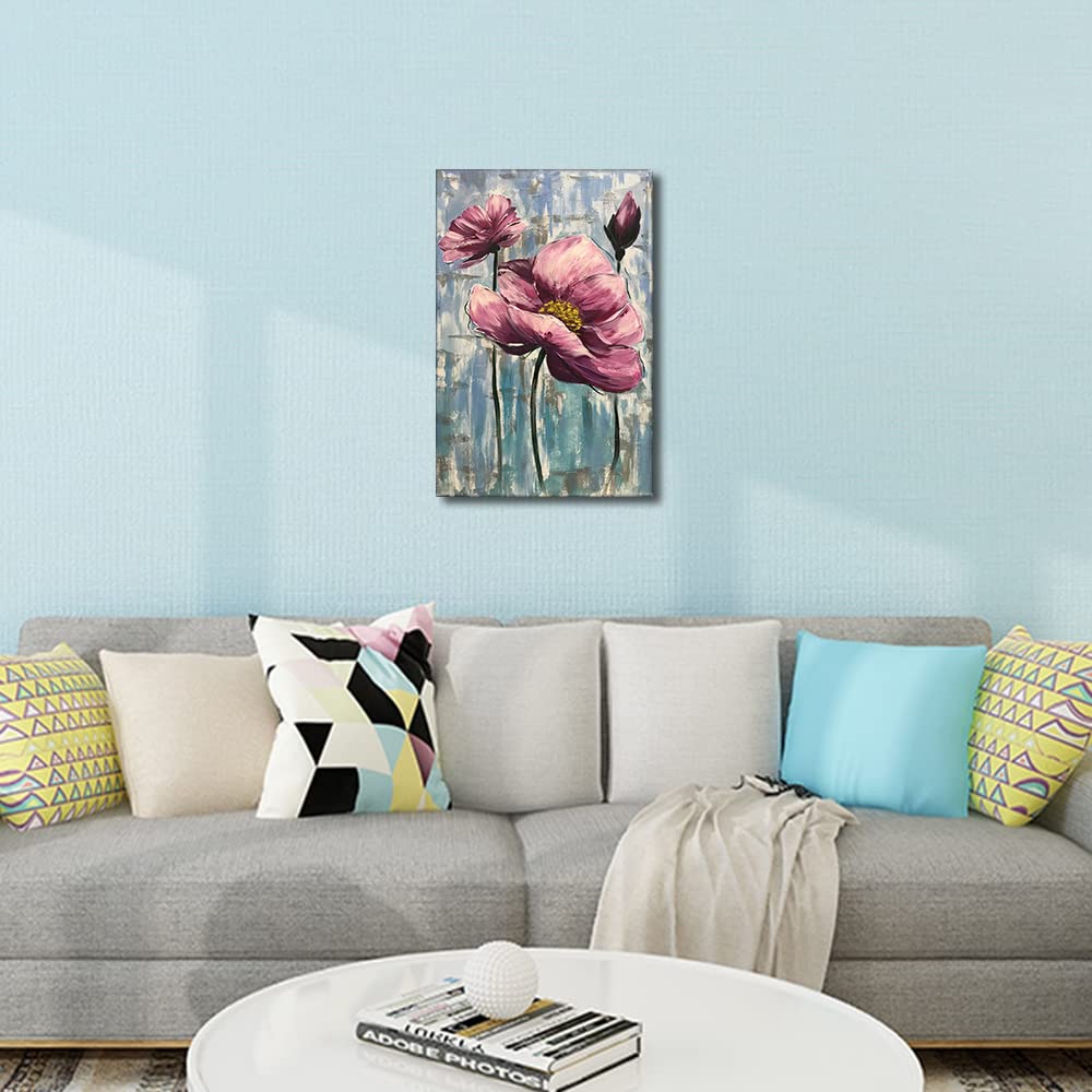 TISHIRON Canvas Wall art Flowers Petals Oil Painting Prints,Abstract Style Painting Flower Wall Art Artwork for Bathroom Bedroom Living Room Home Decoration Framed Ready to Hang 16x24 in - Image 3