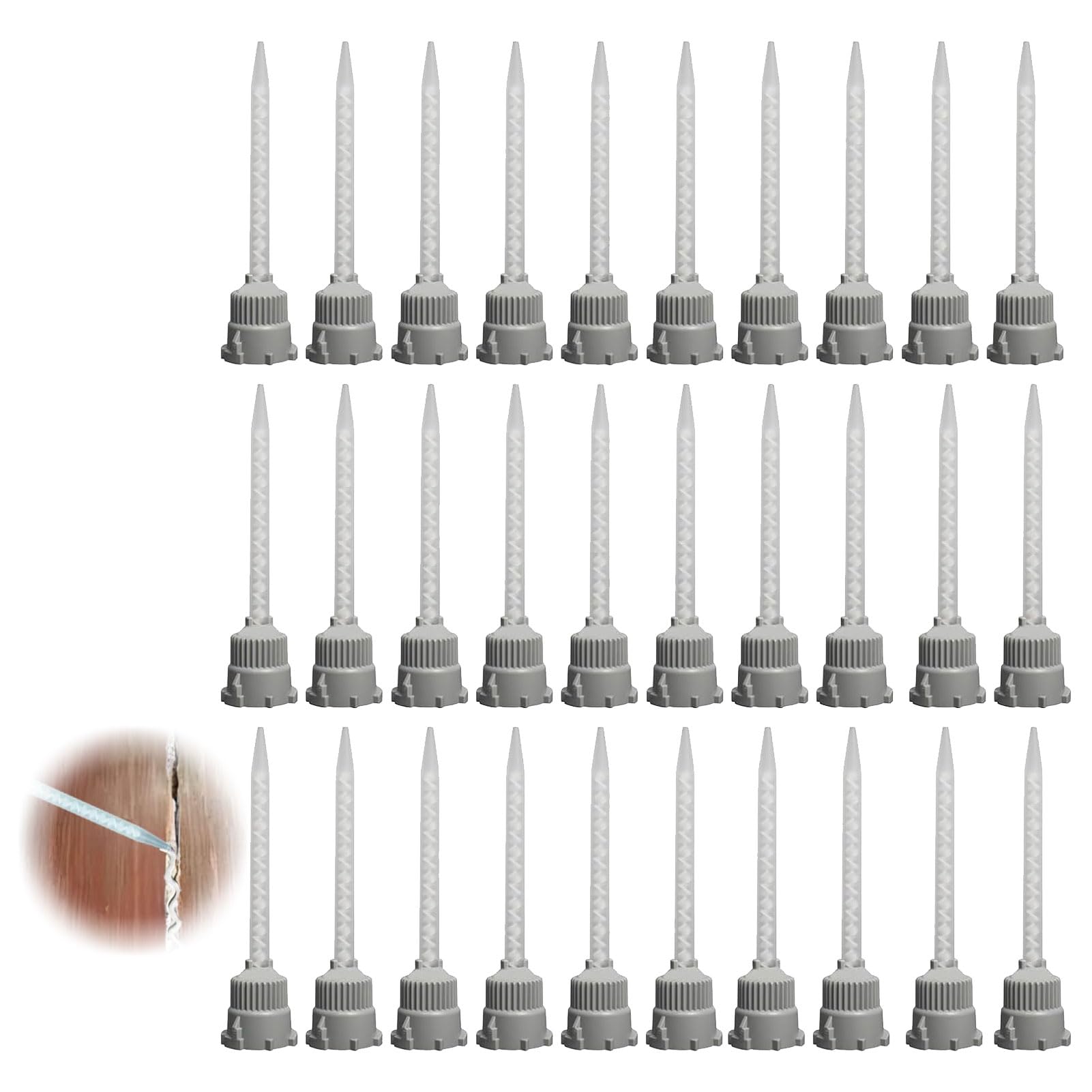 Lot De 30 Mélangeurs Statiques Plastique Pour Cartouches 2K - Diamètre 3.2mm, Longueur 77mm - Pour Colles Epoxy, Silicone, Etc.