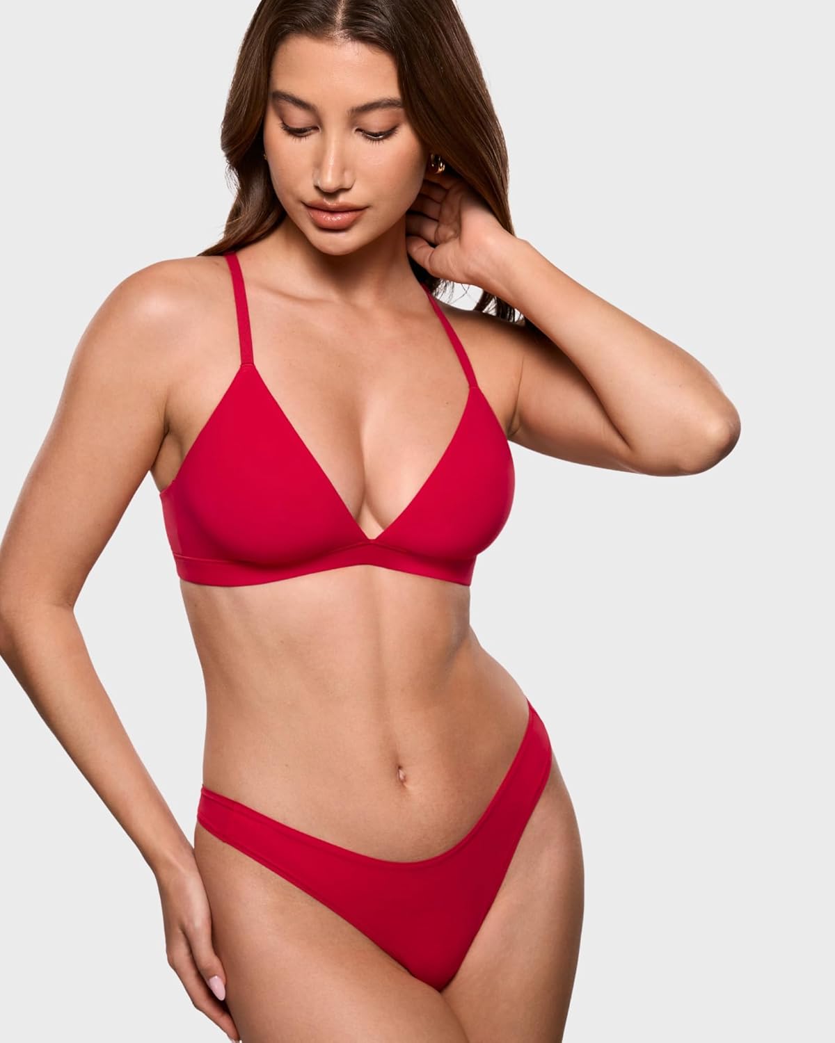 INLYRIC Women's Inbarely Soft Triangle Racerback Bralette - No Padding Unlined No Underwire Comfort Everyday Plunge Bralette - Image 3