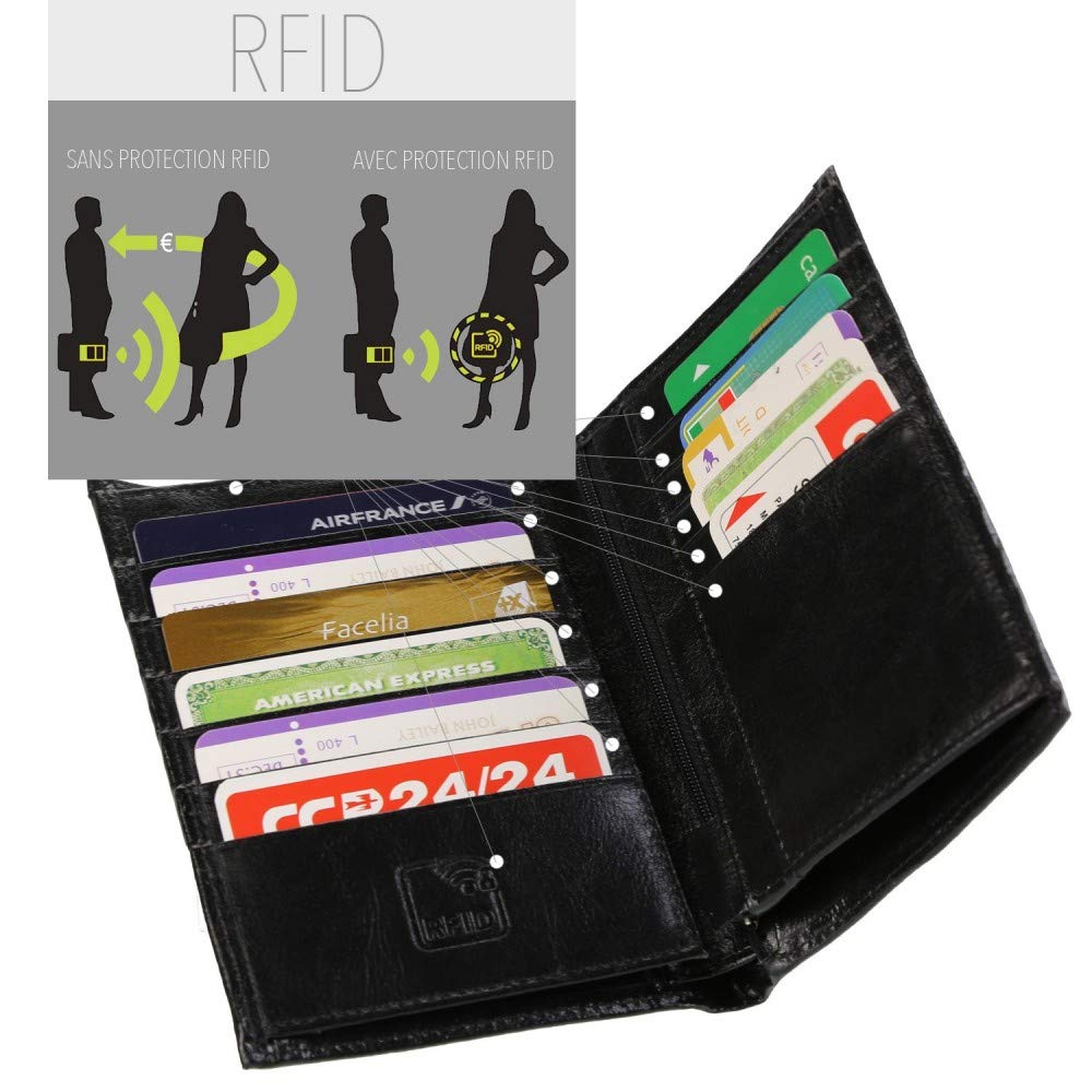 TK01 - Portefeuille Cuir Noir/Portefeuille Homme / 15x11