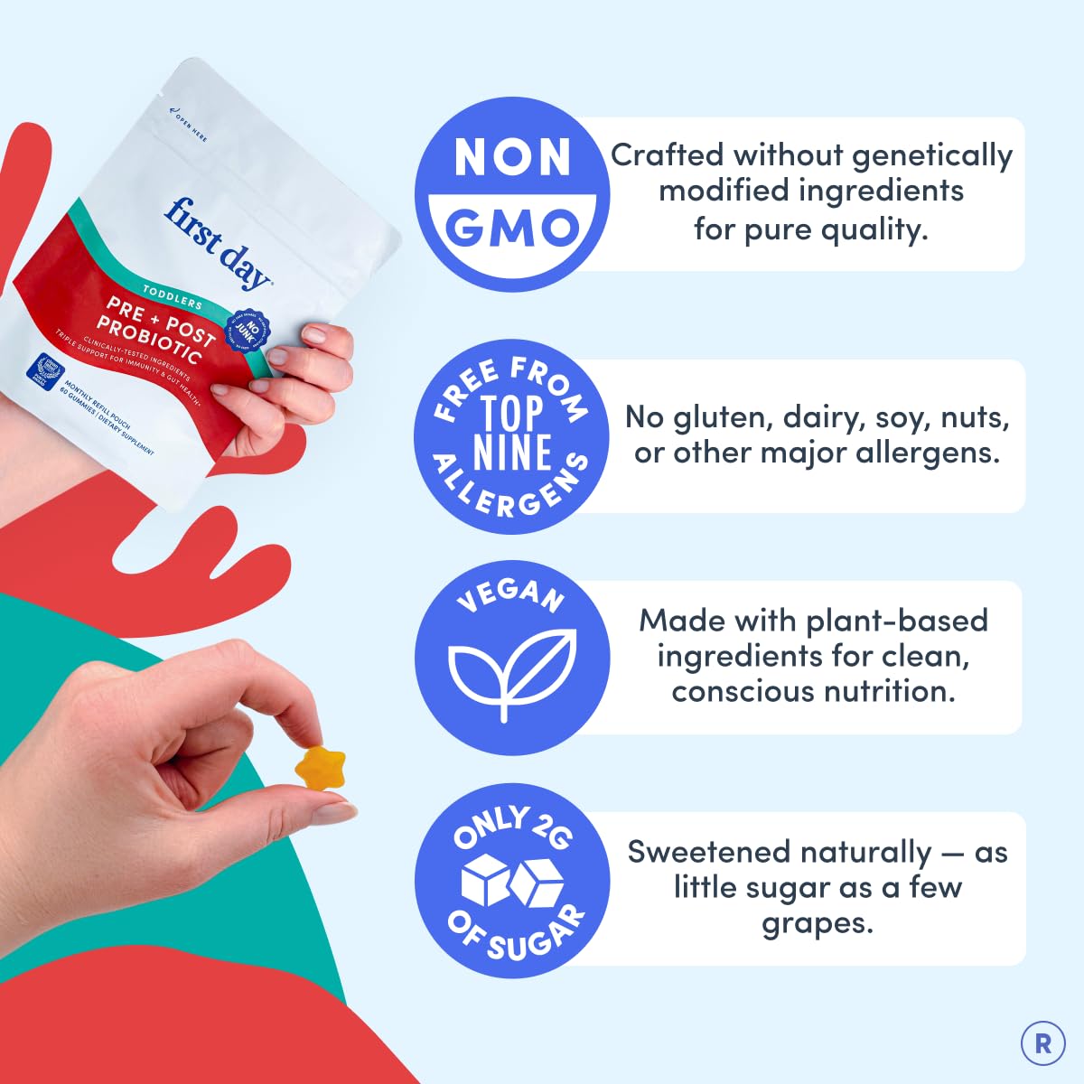 FIRST DAY Toddler Probiotic Gummies Ages 2-3, 3-in-1, Kiwi Flavor, 60ct — Amazon image 7
