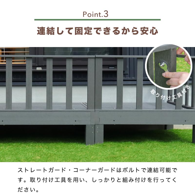 ウッドデッキ コーナーガード 単品 柵 ウッドテラス 縁側 庭 人工木 BR ブラウン