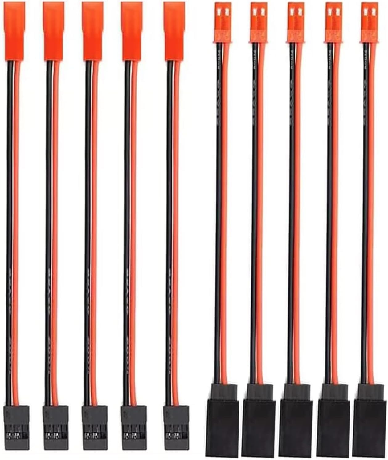5Pairs JST Plug to JR Connector Male Female Cable Servo Adapter Cable 22AWG 10CM Silicone Wire for RC Cars Trucks Plane RC FPV Racing Drone Helicopter