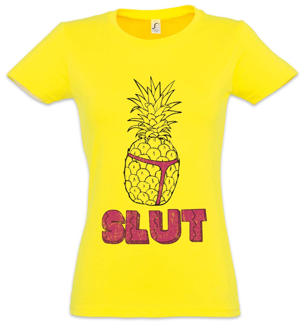 Urban Backwoods Pineapple Slut Women T-Shirt Yellow Size M