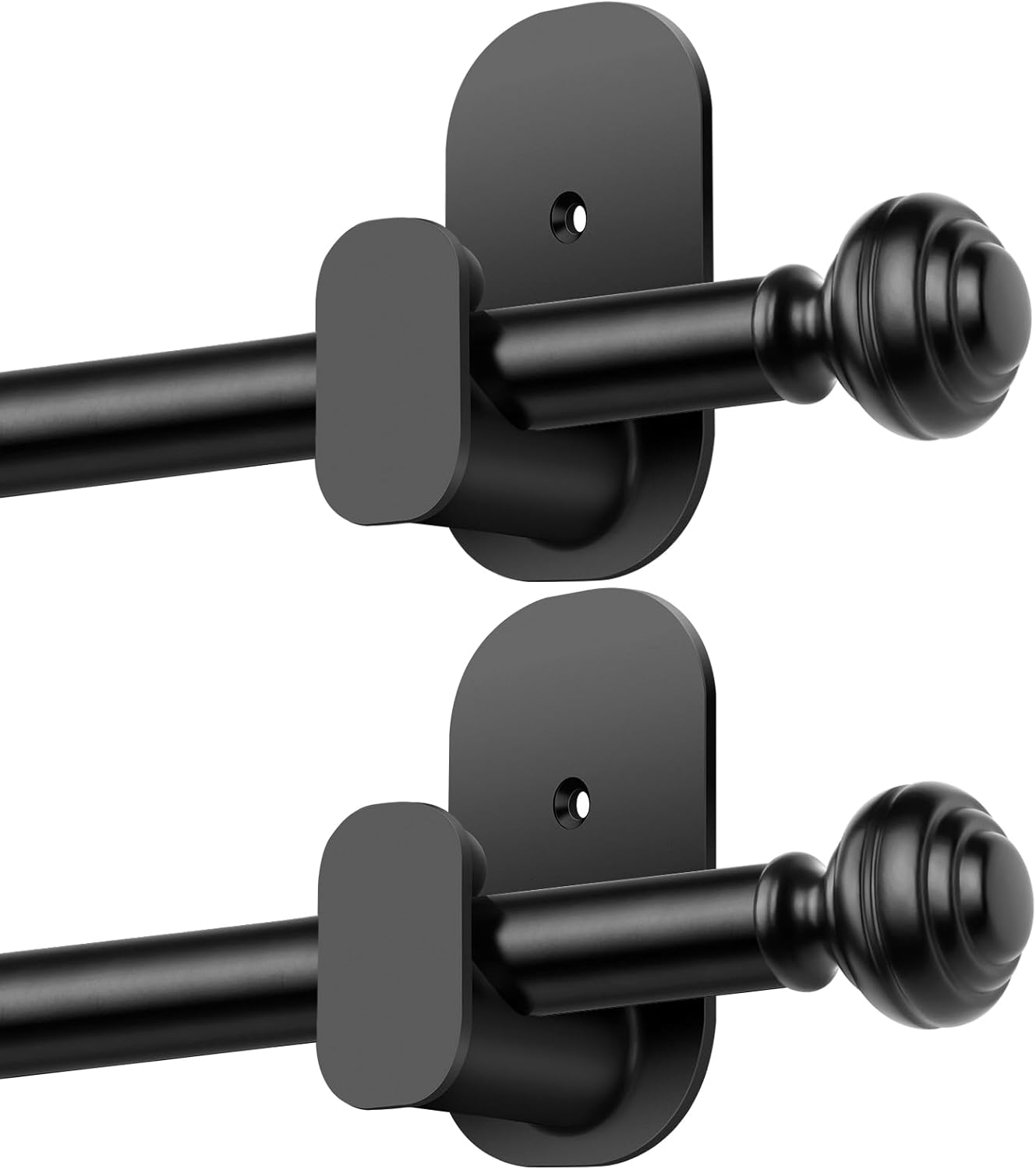 KAMANINA Curtain Rods No Drilling for Windows 16 to 30 Inches, 5/8 Inch Adjustable Small Curtain Rod 2 Pack No Screw with 3M Adhesive Brackets, Black Black 16-30"?2Pack?