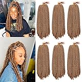 Xtrend 16 Inch 6 Packs Spring Twist Crochet Braids Hair For Butterfly Faux Locks Honey Blond Crochet...