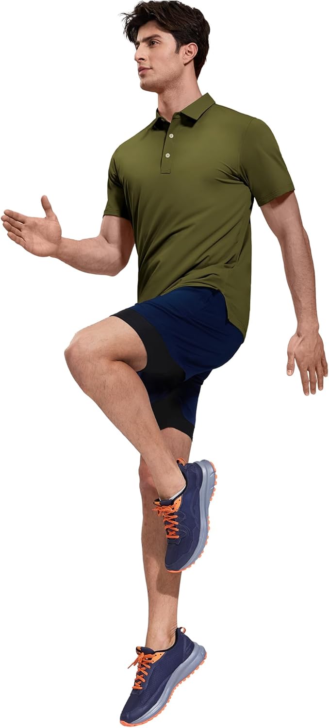 MIER Polo Shirts for Men Short Sleeve Dry Fit Performance Golf Tennis Active Collared Shirts, UPF 50+ Sun Protection