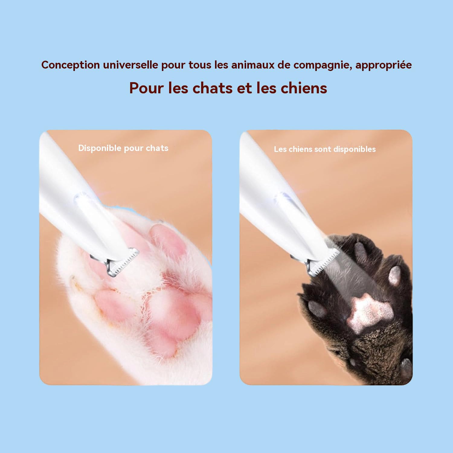 Tondeuse Chatinou, Tondeuse Chat Silencieuse Anti-Nœuds, Douceur & Sécurité, Soin-Des-Pattes-Sans-Douleur-En-Quelques-Secondes, Led Intégrée, Pour Pattes, Yeux, Oreilles, Visage, Corps (1PC)