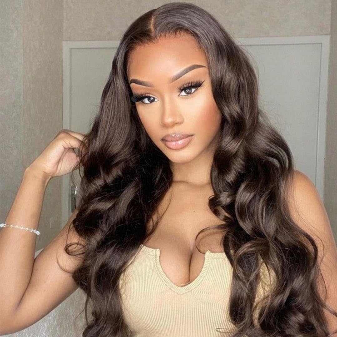 Ali Pearl #4 Dark Brown Body Wave Lace Front Wigs Human Hair 4x7 Lace Closure Glueless Wigs For Women #4 Dark Brown Glueless Body Wave Human Hair Wig Pre Cut La
