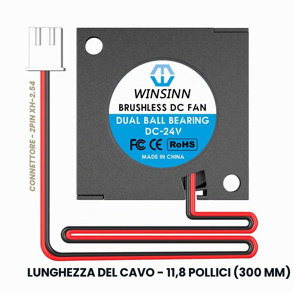 Mini Ventola 24V 30x30x10 Mm – 2 Pin, 100 MA, Per Stampanti 3D CubePro, ProJet, Wanhao, Ultimaker E Compatibili