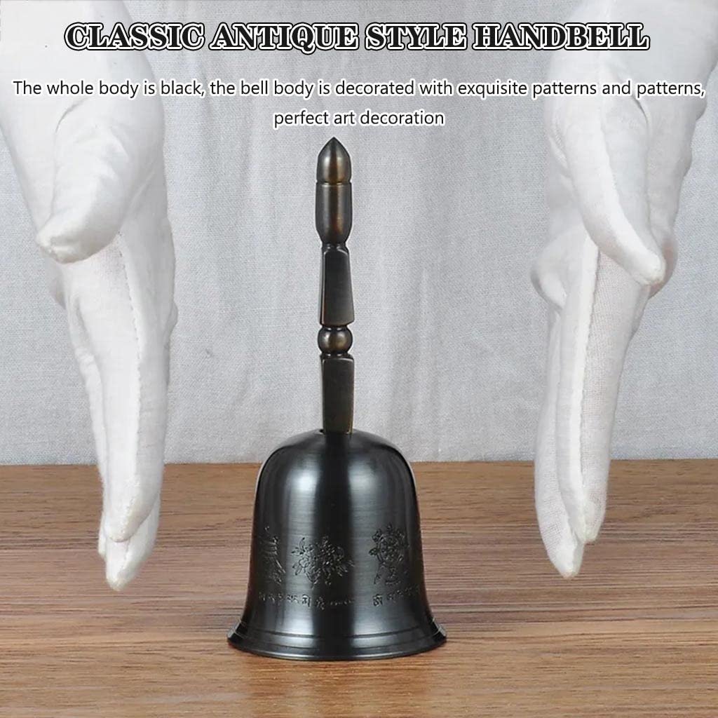 con Campanas de Mano, Campanas de Bronce, Campanas Campana Negra de Estilo Antiguo clásico, Campana de Llamada con decoración de patrón Exquisito Frontal de Barra, Regalo de cumpleaños