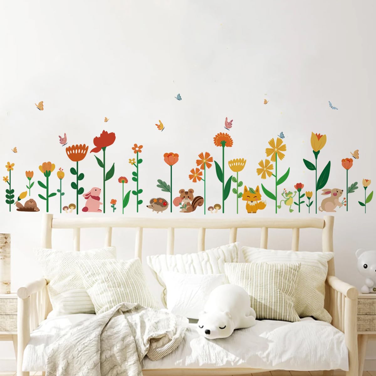 LOMILY Girl Room Flowers Wall Stickers Large,Kids Bedroom Wall Decals,Daycare Playroom Decals Peel and Stick Removable,Baby Wall Decors for Preschool,Toddler,Nursery,Bedroom.