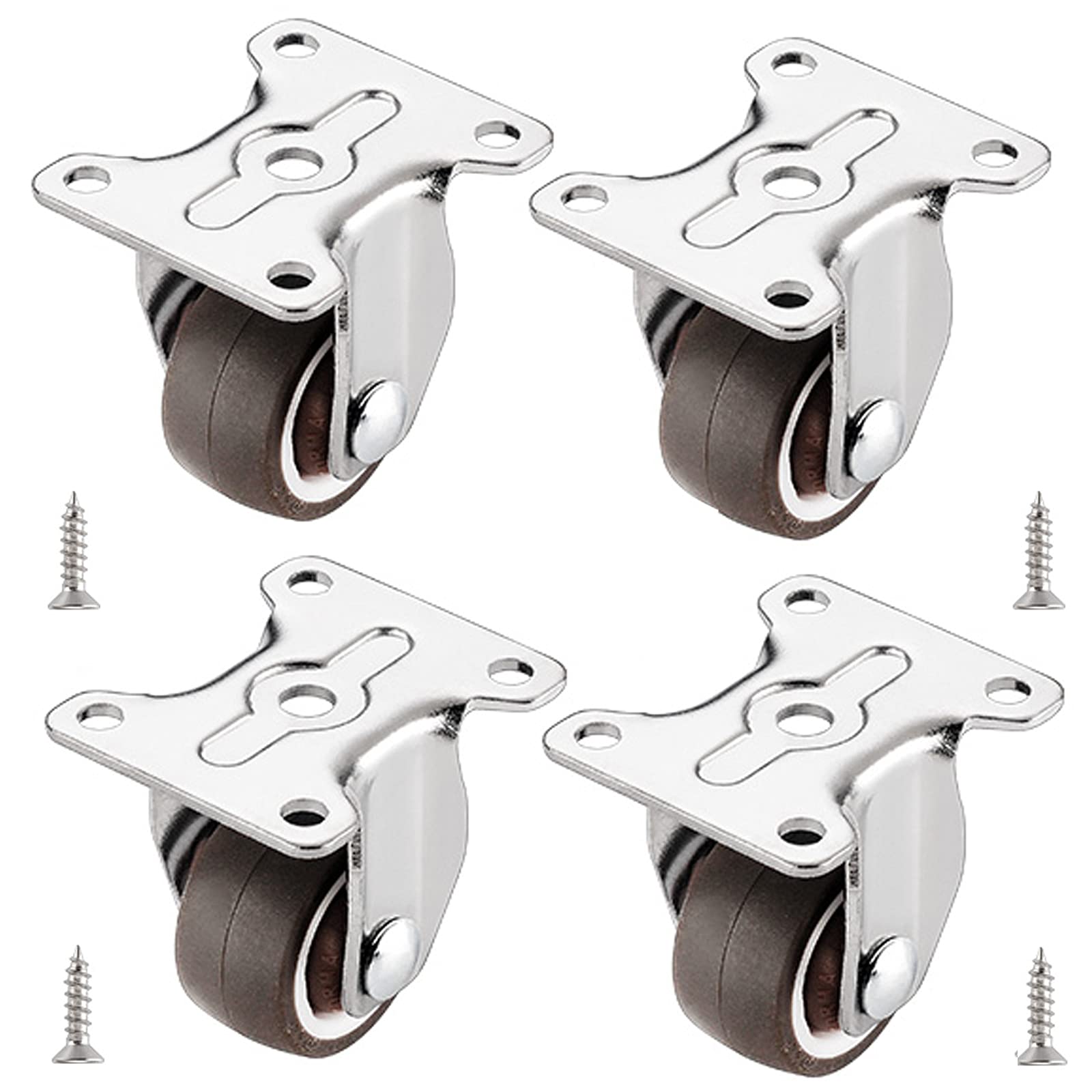 Roulettes pivotantes et fixes en caoutchouc pour meubles | Lot de 4