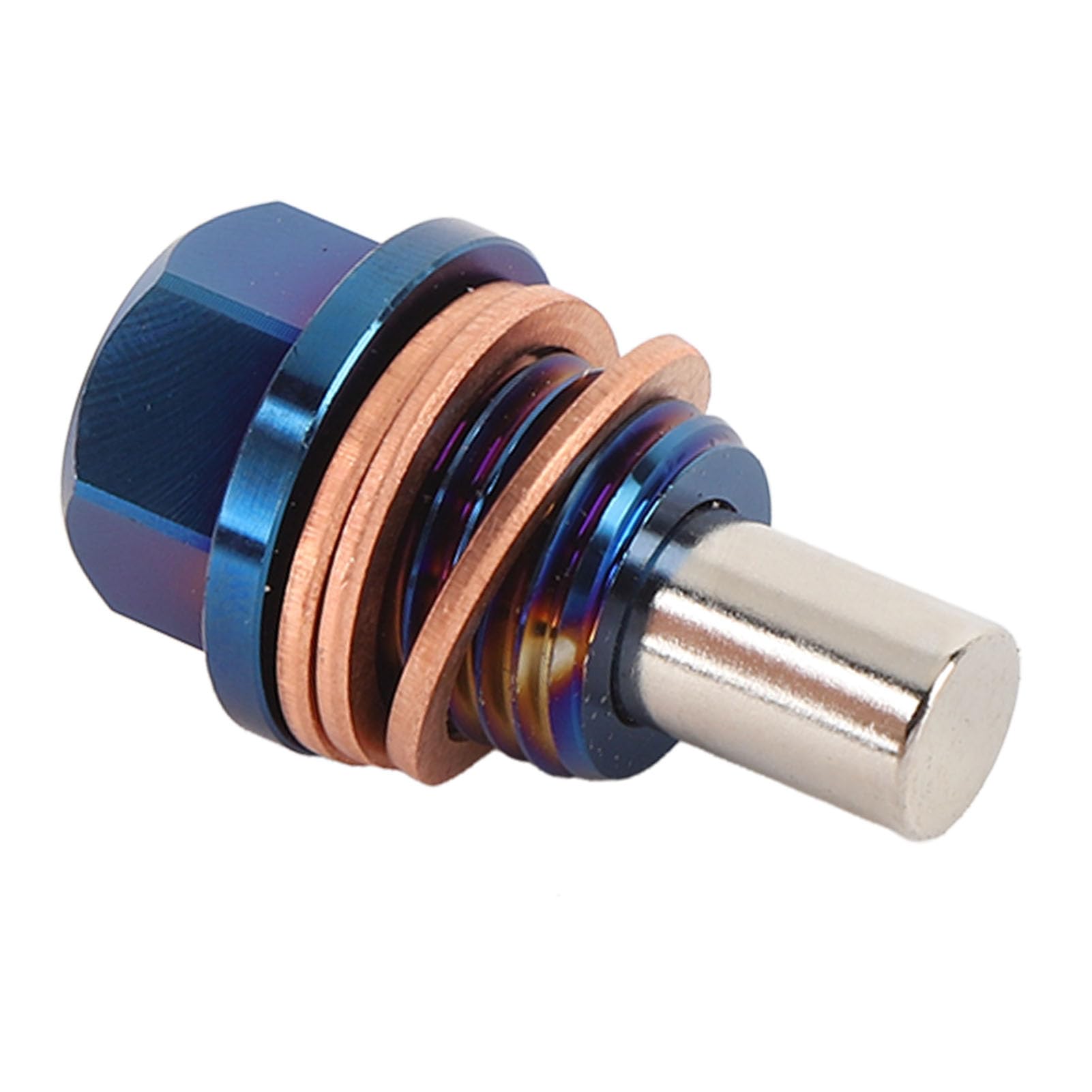 Magnetic Oil Drain Plug, M14 X 1.5 Ti Alloy Engine Oil Sump Drain Nut Bolt with 3 Gaskets for Vehicle