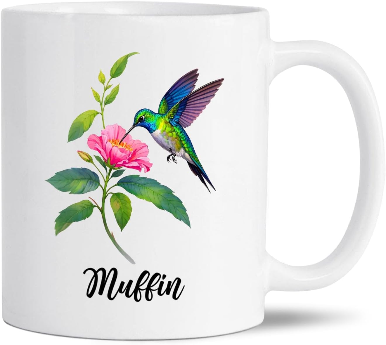 Customized Adorable Hummingbird Coffee Mug, Personalized Name Floral Hummingbird White Ceramic Cup, Hummingbirds Lover Mug Gift For Family Friends, Bird Lovers Cup, Hummingbirds Travel Mugs 11Oz 15Oz