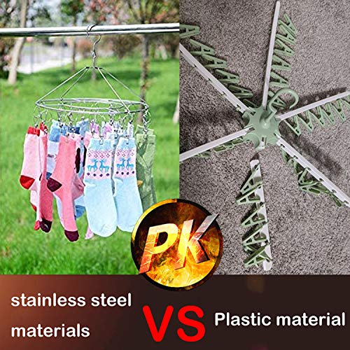 Cenyouful Stainless Steel Round Hanging Drying Rack With 20 Clips For Drying Socks, Baby Clothes, Bras, Towel, Underwear, Hat, Scarf, Pants, Gloves #TOP6