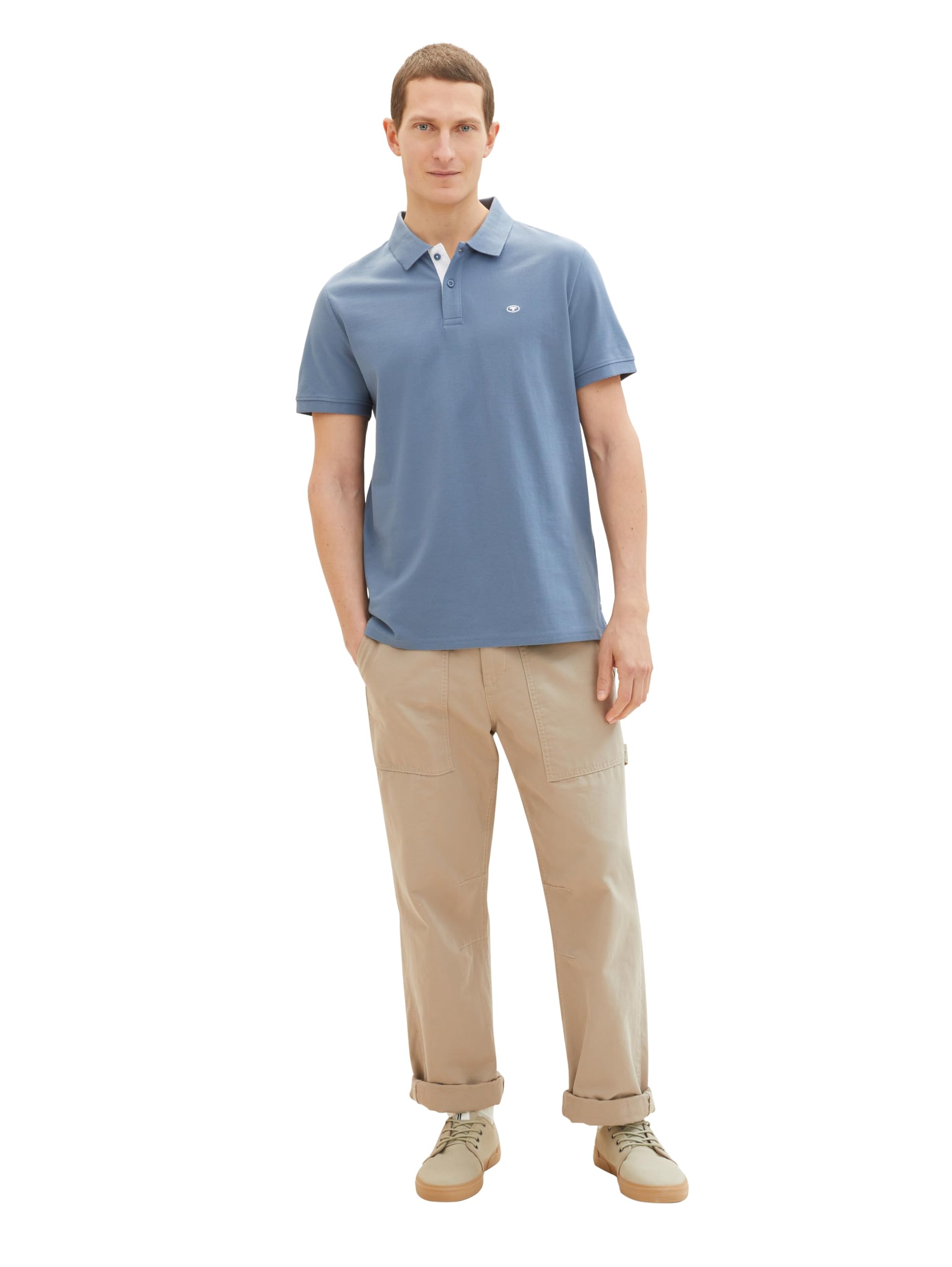 TOM TAILOR Herren 1031006 Basic Piqué Poloshirt, 10441 - Gravel Grey, M – Ansicht 4