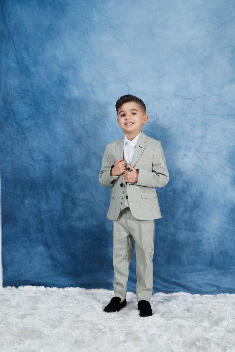 Jungen Leinenanzug dreiteilig mit Kerbe Revers Smokings für Homecoming Uniform
