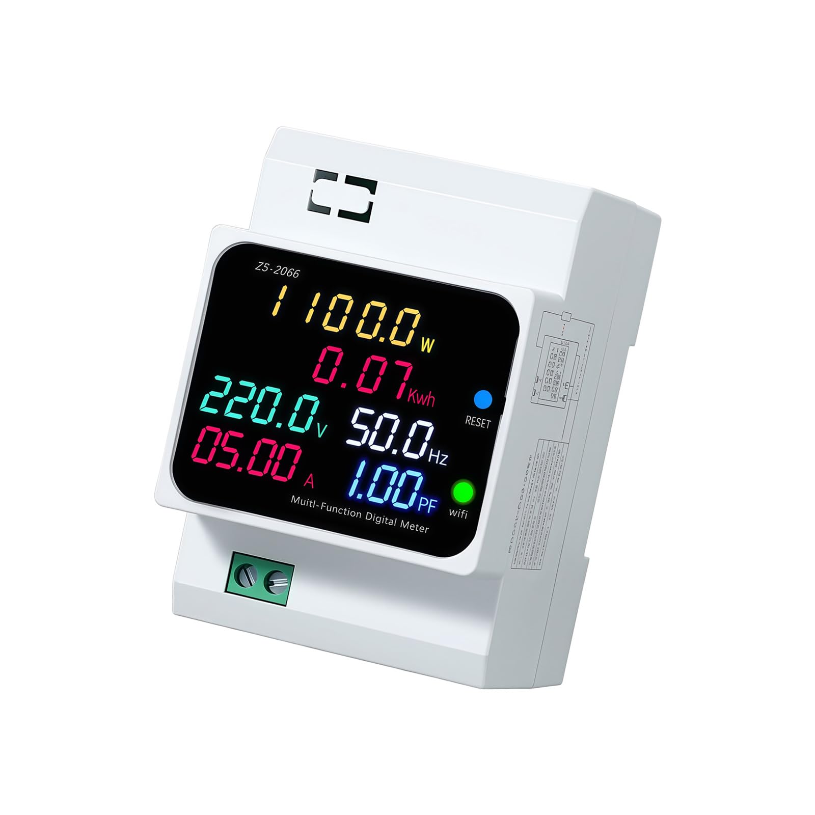 Jazuaiao 300 Economical Mode Din Rails Energy Meter Din Rails Electricity Usage Monitors 40-300/250-450V 0-100A Voltmeter Ammeter Watt Kwh Digital Single Phase Energy Meter