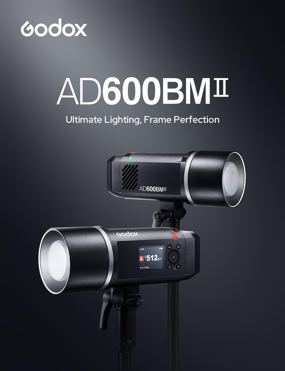 Godox AD600BMII AD600BM II AD600 BM II Bowens Mount 600Ws GN87 HSS Flash stroboscopique extérieur Monolight,Temps de Recyclage de 0,01 à 1,9 s, Batterie au Lithium 10,8 V/8940 mAh
