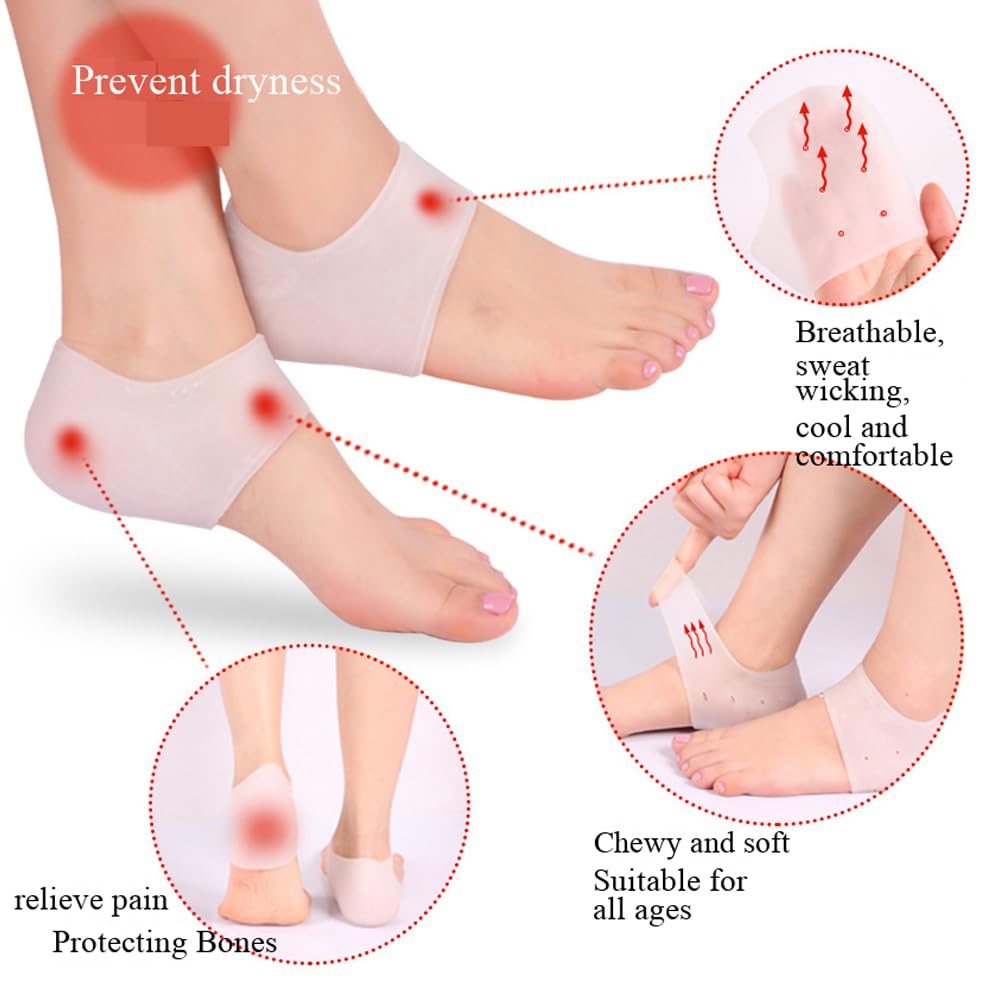 4 almohadillas de silicona para el talón, protección plantillas espolón calcáneo, adecuadas para fascitis plantar, fascitis plantar, espolones calcáneos, tobillos hinchados, alivia