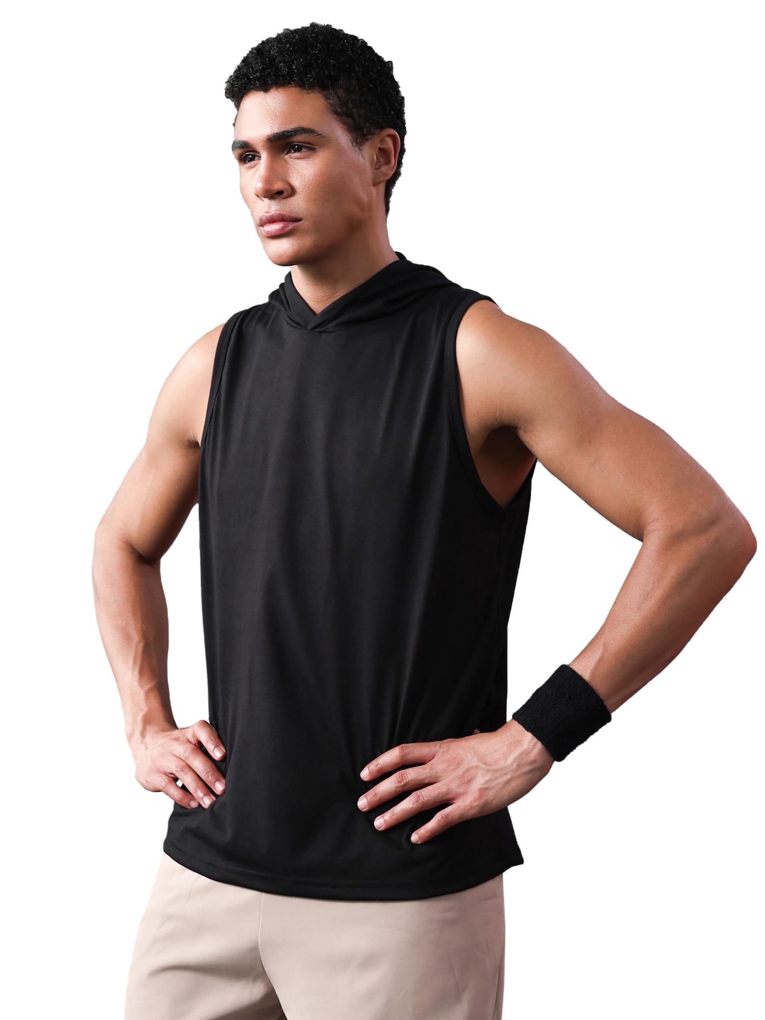 CHKOKKO Men's Cotton Blend Regular Fit Sleeveless Gym Wear Vest | Solid Stylish Hoodie Round Neck | Running Sando for Sports Workout Fitness & Casual or Beach Wear-picture-12