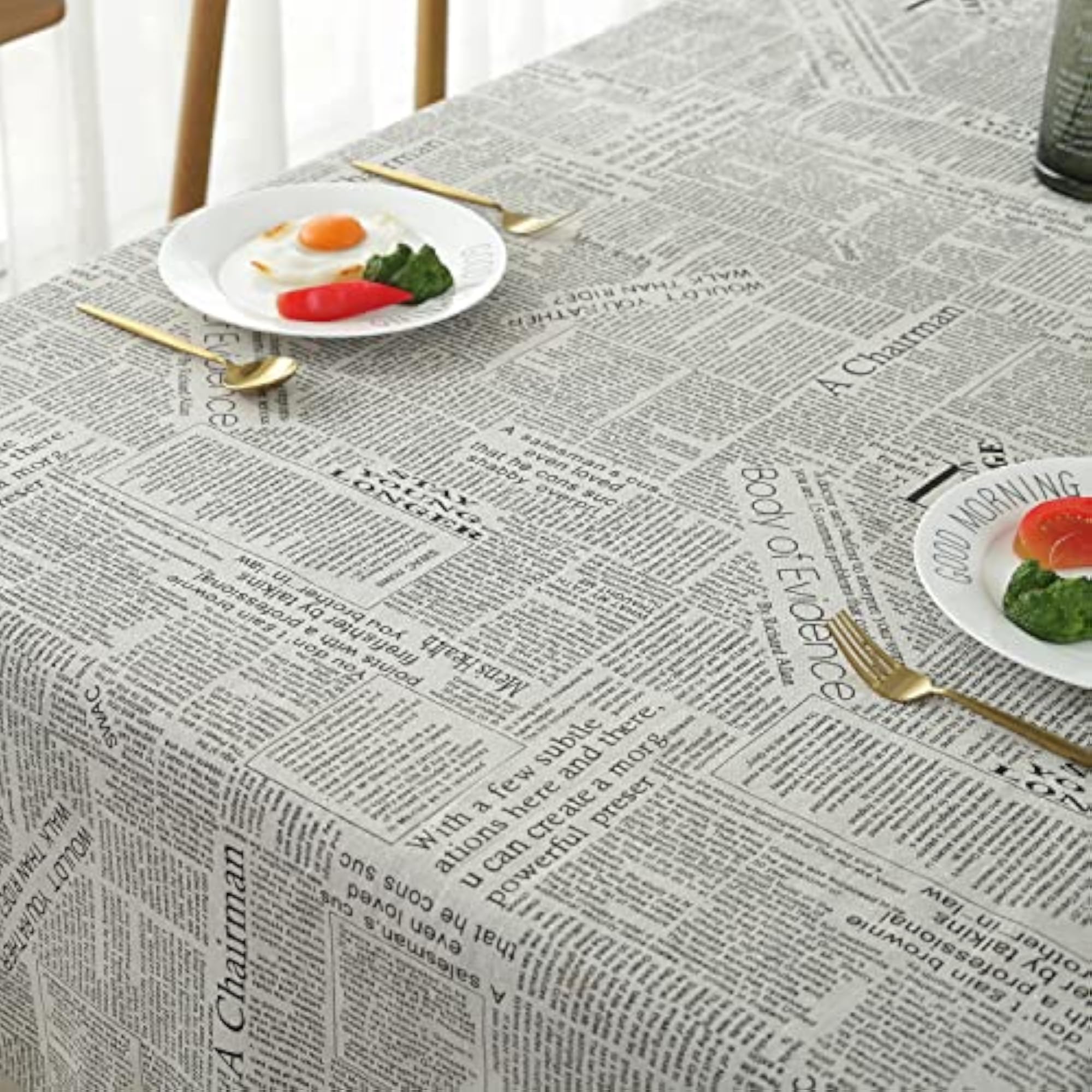 Newspaper Tablecloth Cotton Linen Square Printed Table Cloth