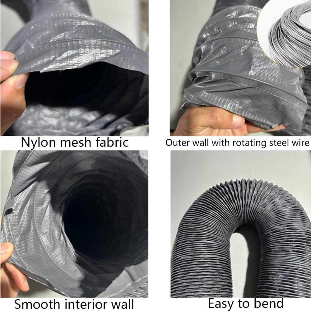 Tubo flessibile da 4,9 m, tubo di scarico portatile per ventilazione HVAC, tende da coltivazione, stanze per asciugatrice, cucina