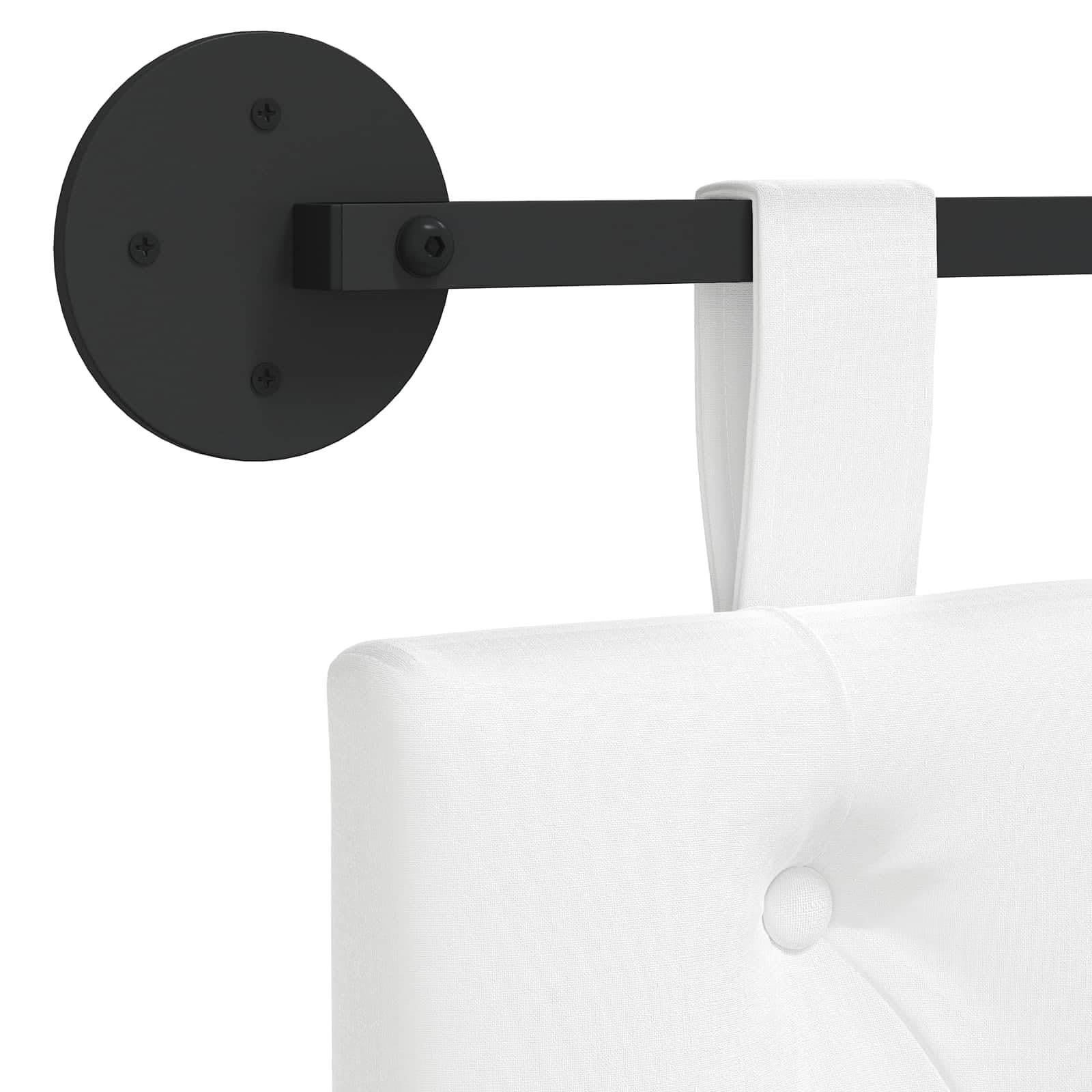 Cabecero colgante de tela blanca con relleno de espuma 130 x 55 x 7 cm, montaje en pared, juego de 2 cabeceros tapizados para dormitorio, habitación de invitados, cama doble, respaldo y cojín