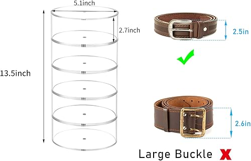 Miniatura 3 de FEMELI Organizador de cinturón, vitrina de acrílico con 4 capas de almacenamiento para relojes, joyas, maquillaje, pulseras, anillos, accesorios de