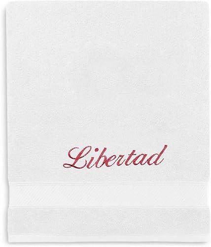 Liberty21 Toalla de baño personalizada con monograma. Toalla bordada personalizada. (blanco)