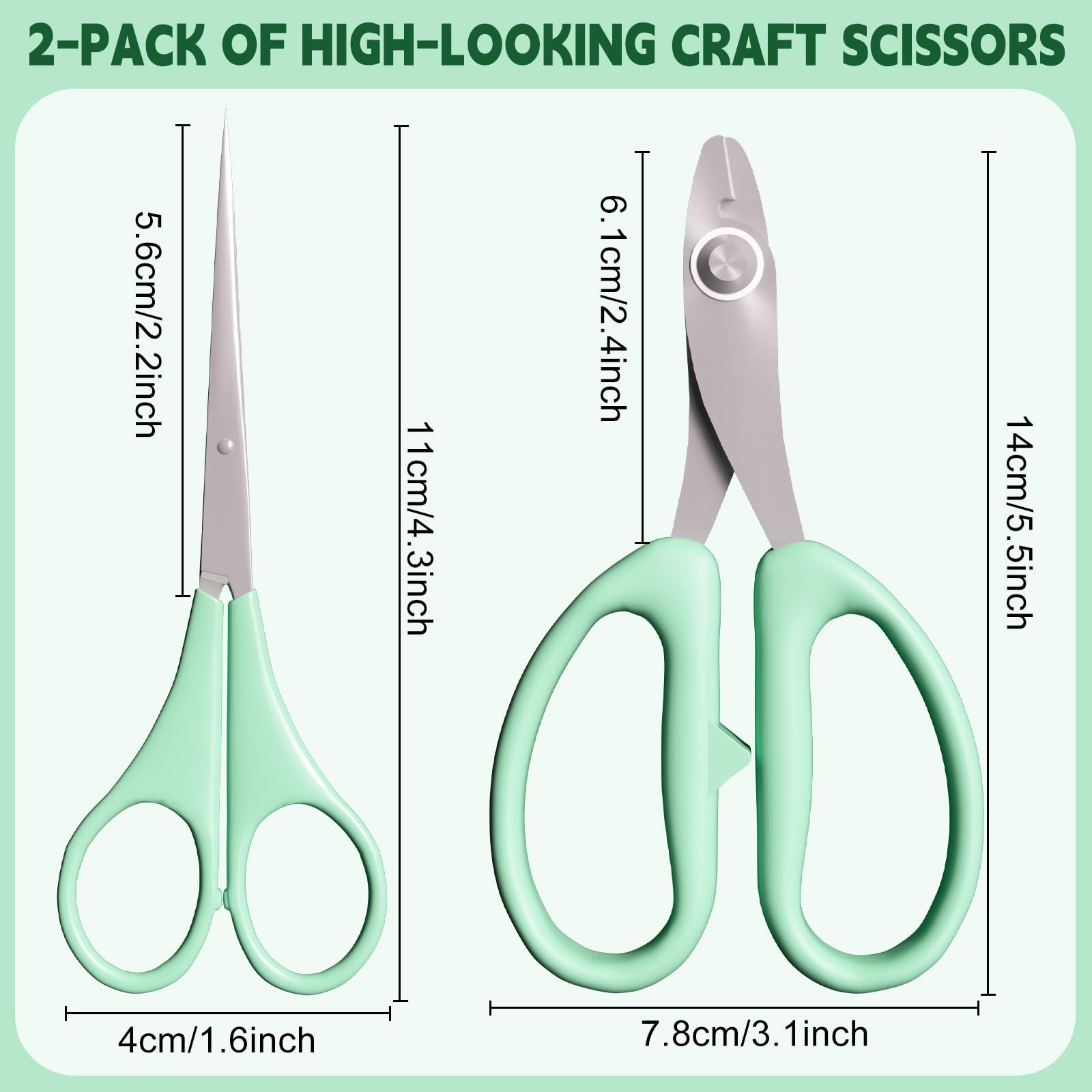 GROWTAIL 2Pcs Craft Scissors, Fondant Sugar Craft Scissor, Multipurpose Fabric Scissors Tool Set Great for Office, Sewing, Arts, School and Home Supplies