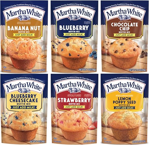 Martha White Muffin Mix Sampler Package with Favorite Banana Nut - 6 Pack of Various Flavors