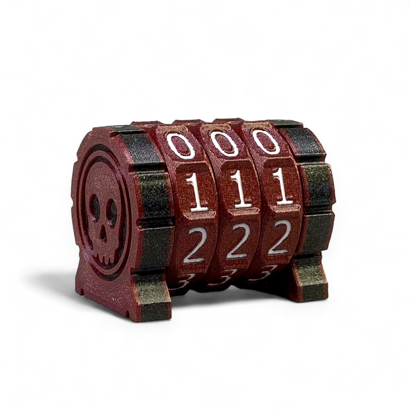 Lixusia Life Counter Health Tracker for Board Games, TTRPGs and Card Games with Skull Symbol Compatible with MTG, 3 Red Wheels with White Numbers