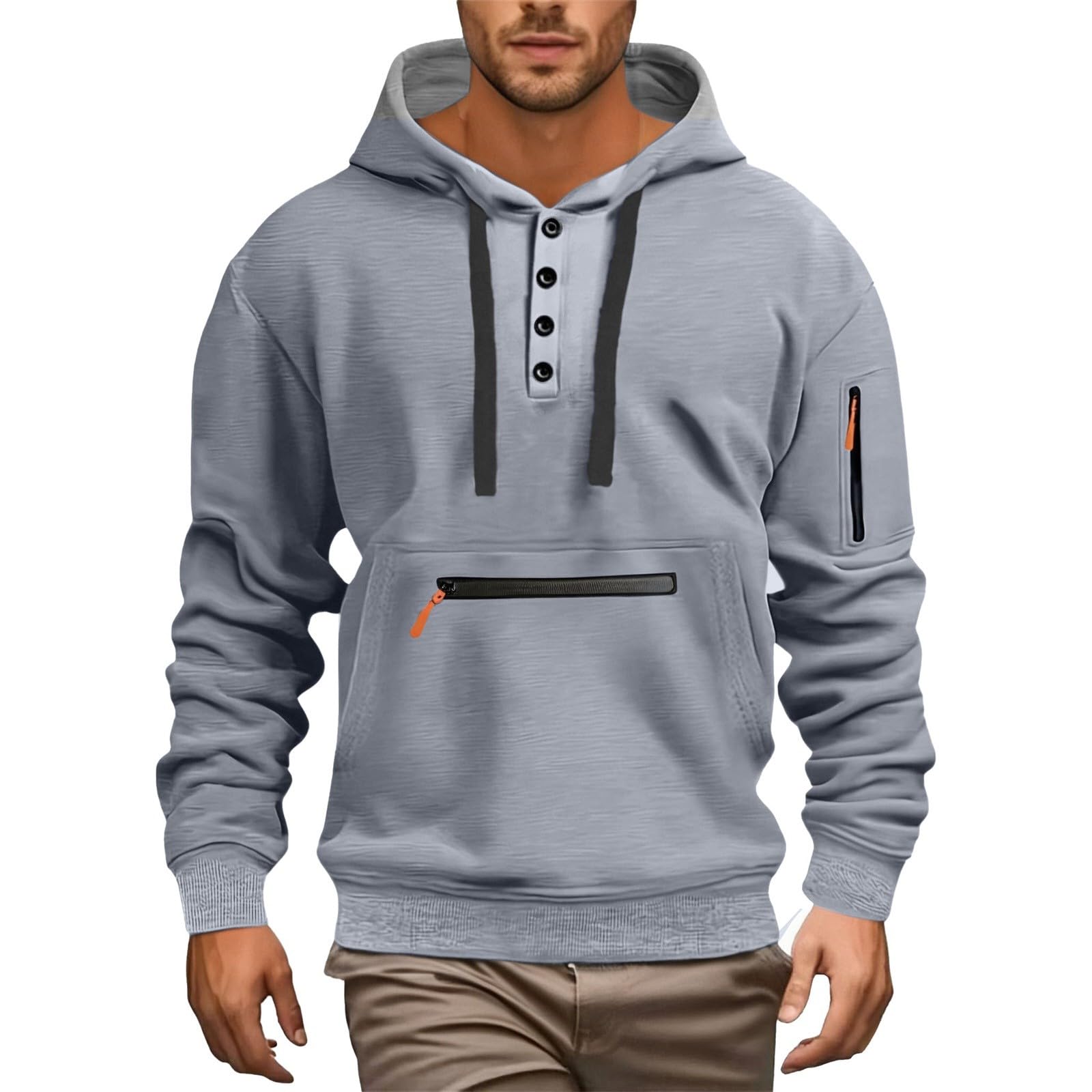 Chaqueta Verano Hombre Sudadera Informal De Manga Larga con Botones Y Medio Botón para Hombre, Otoño E Invierno Sudaderas Futbol Ropa Trabajo Hombres Cremallera Jersey Corta Entretiempo