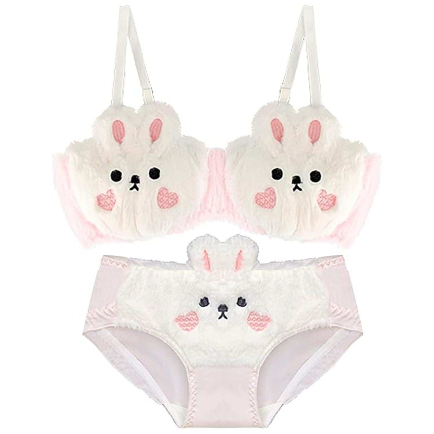 Premium Cute Bunny Plush Bra & Panty Lingerie Set for Women – Imported Soft Fuzzy Rabbit Cartoon Innerwear, Sexy Cozy Teddy Fur Bunny Cosplay Lingerie for Honeymoon Romantic Date-image-4
