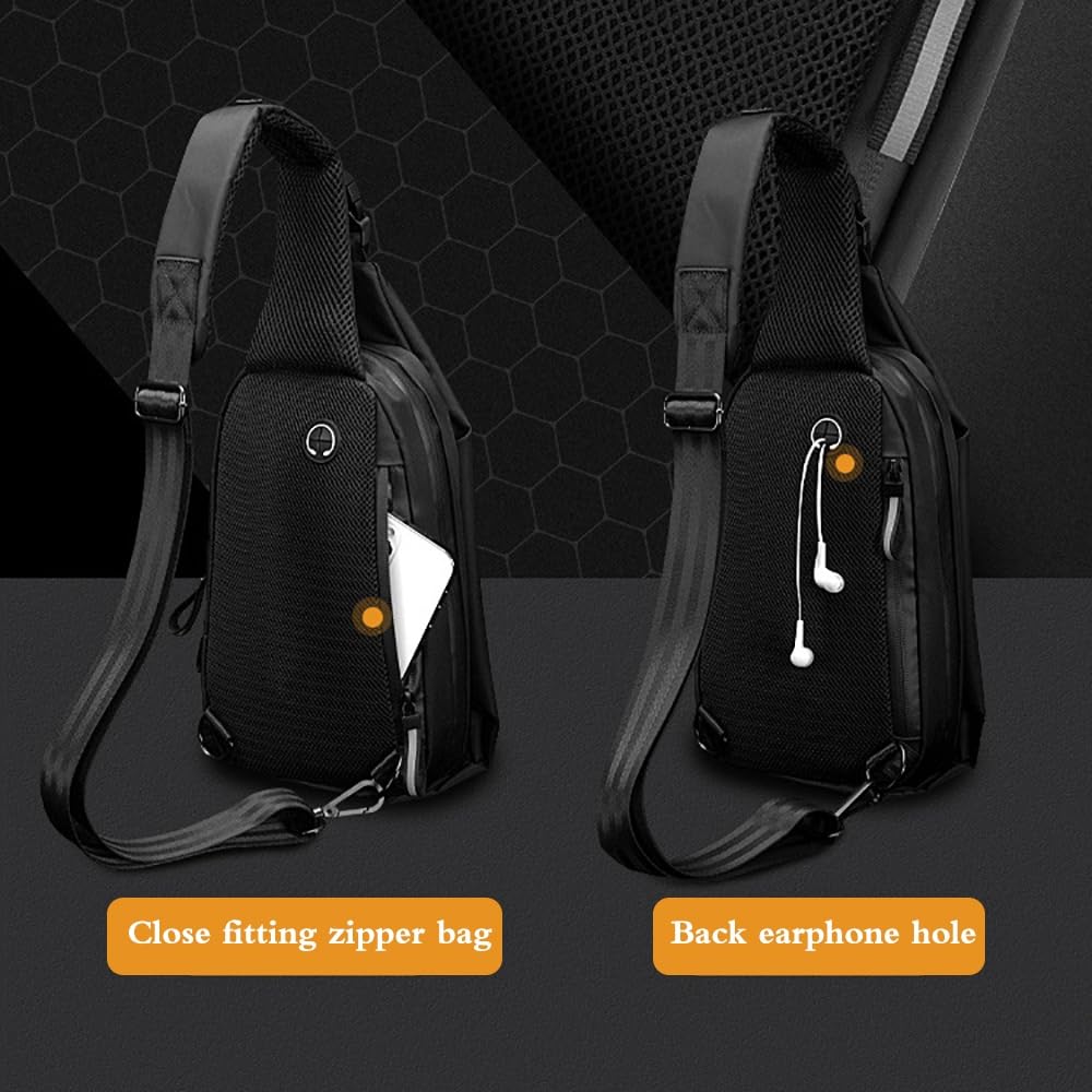 Crossbody Sling Bag, Anti-Diebstahl Herren Schultertasche, Wasserdicht Brusttasche Sling-Rucksack mit einem Riemen für Herren und Damen zur Freizeit, Reisen, Wandern, Fitnessstudio, Outdoor-Sport