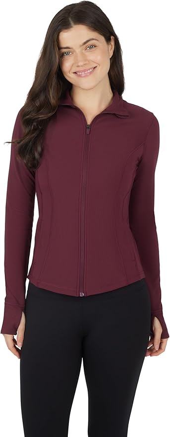90 Degree By Reflex Full Zip Running Track Jacket Lightweight Athletic Slim Fit Jacket with Thumbholes