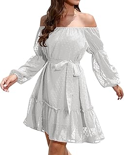 Vestidos de Mujer Casual Longitud Midi Manga Corta Vestido de Gasa de Manga Larga y Cinturón para Mujer, Casual Color Sólido Elástico, Accesorios Fotos Embarazo