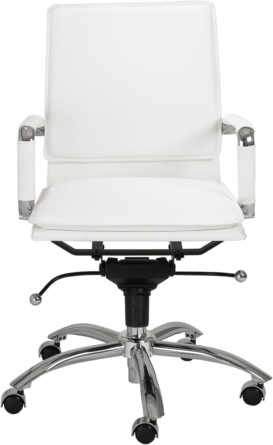 Euro Style Gunar Office Chair | Modern Executive Leatherette Style | 5-Lock Knee Tilt, 360° Swivel, Height Adjustable | Supportive Seating for Home Office, Conference Room, or Business | Grey
