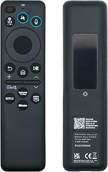 New BN59-01480A TM2360E TM2560E Solar Smart AI Voice Remote with Rechargeable Solar Cell, App Shortcuts & USB-C Charging, Compatible with Samsung 2023-2025 Neo QLED 8K Smart TVs, HDR Ultra HD - Black
