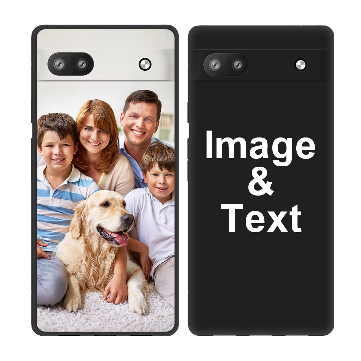 Styletify Customized Photo Case for Google Pixel 6A, Personalized Picture Case Shockproof Silicone Case Soft Candy Custom Phone Case Xmas Birthday Valentine Gift Protective Phone Cover Black