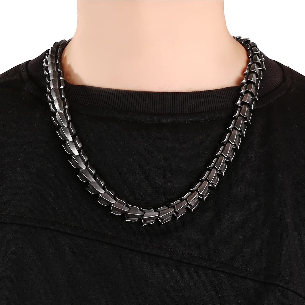 Ouroboros Edelstahl-Armband für Herren, Punk, Vintage, Biker, schwer, handgefertigt, Wikingerschlange, Handgelenkkette, nordischer Schlange, Drache, Amulett, Schmuck, Armreif, schwarz, 60 cm