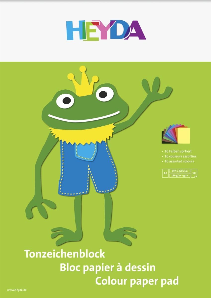 Heyda 2047123 Tonzeichenblock (A3, 130 g/m², 10 Sheets) 10 Colors