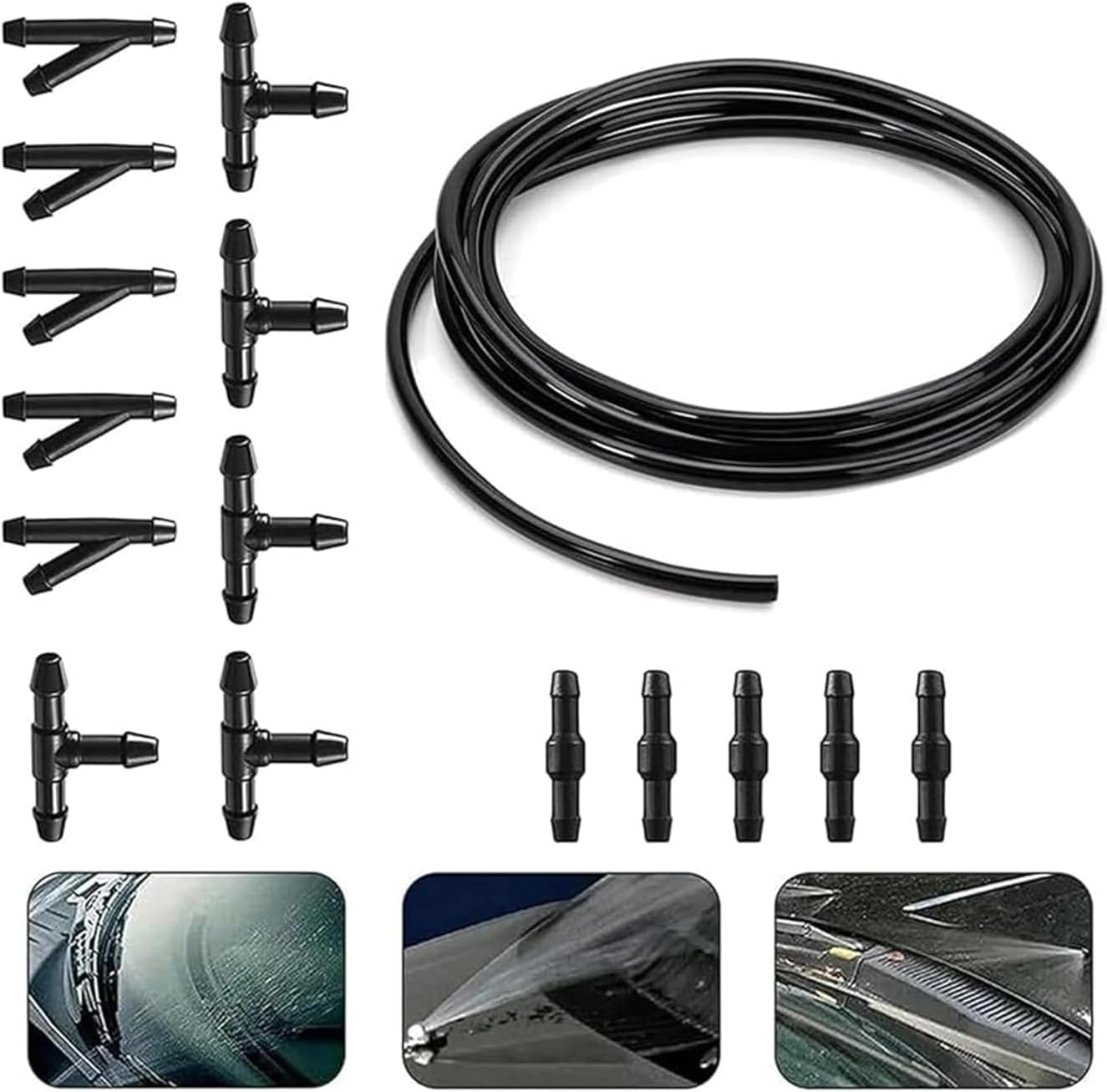HSLPSM 3M Universal Scheibenwaschanlage, 15PCS Schlauchverbinder, Wischwasserschlauch Reparaturset, Automotive Schlauch, Wischwasserschlauch Reparaturse, Schlauch für Scheibenwaschanlage