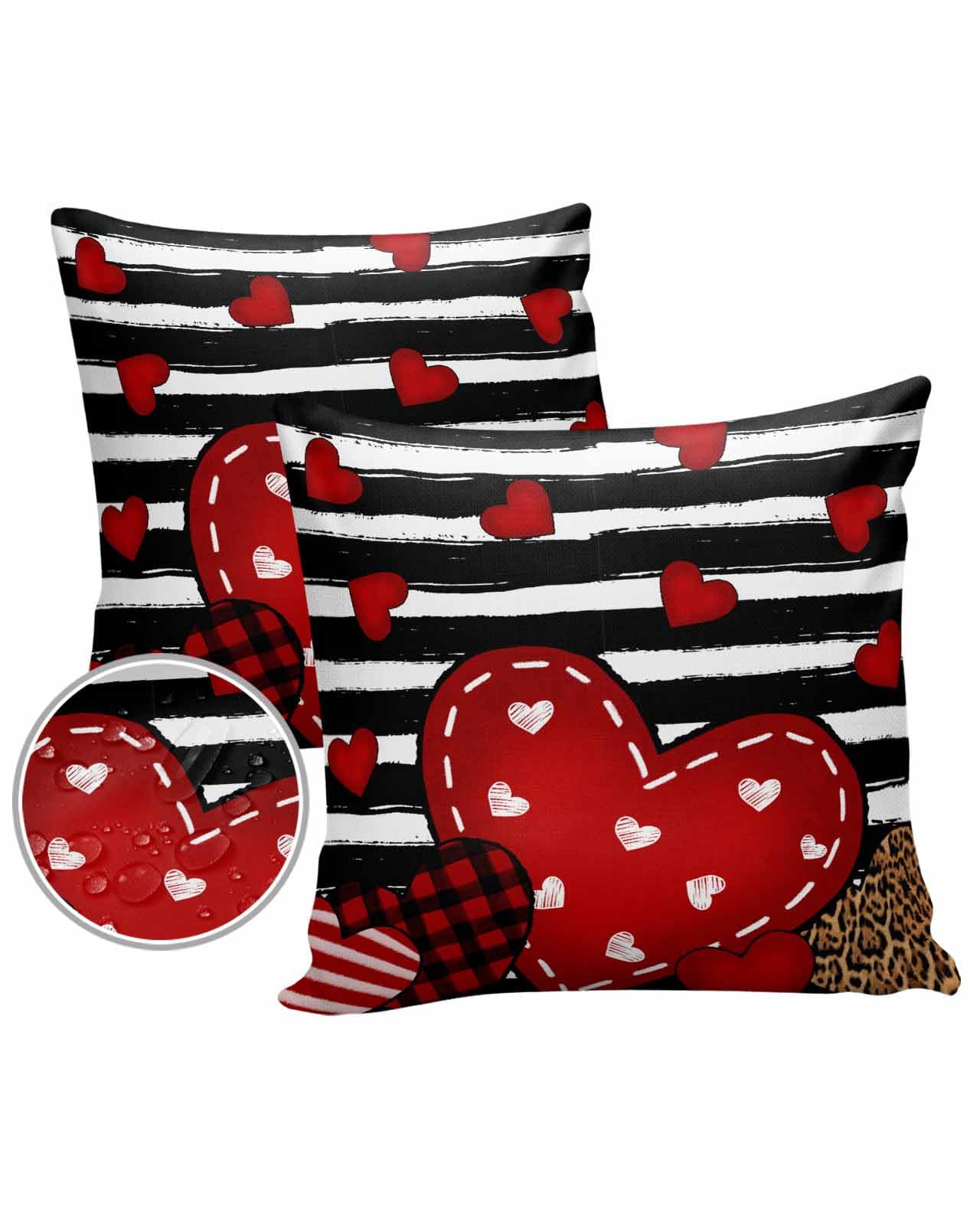 LEOKOTI Red Love Heart Valentine's Day Outdoor Pillow Covers 18