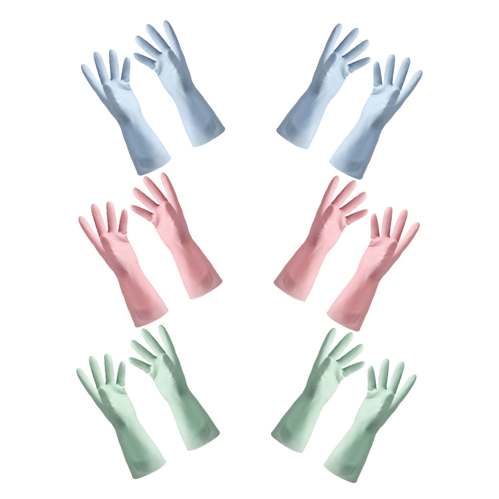 6 Pares Guantes de Lavado Reutilizables Impermeables de PVC para Cocina y Limpieza Diseño Multipropósito Antideslizante Protección Cómoda para Manos de Colores Surtidos Azul Verde