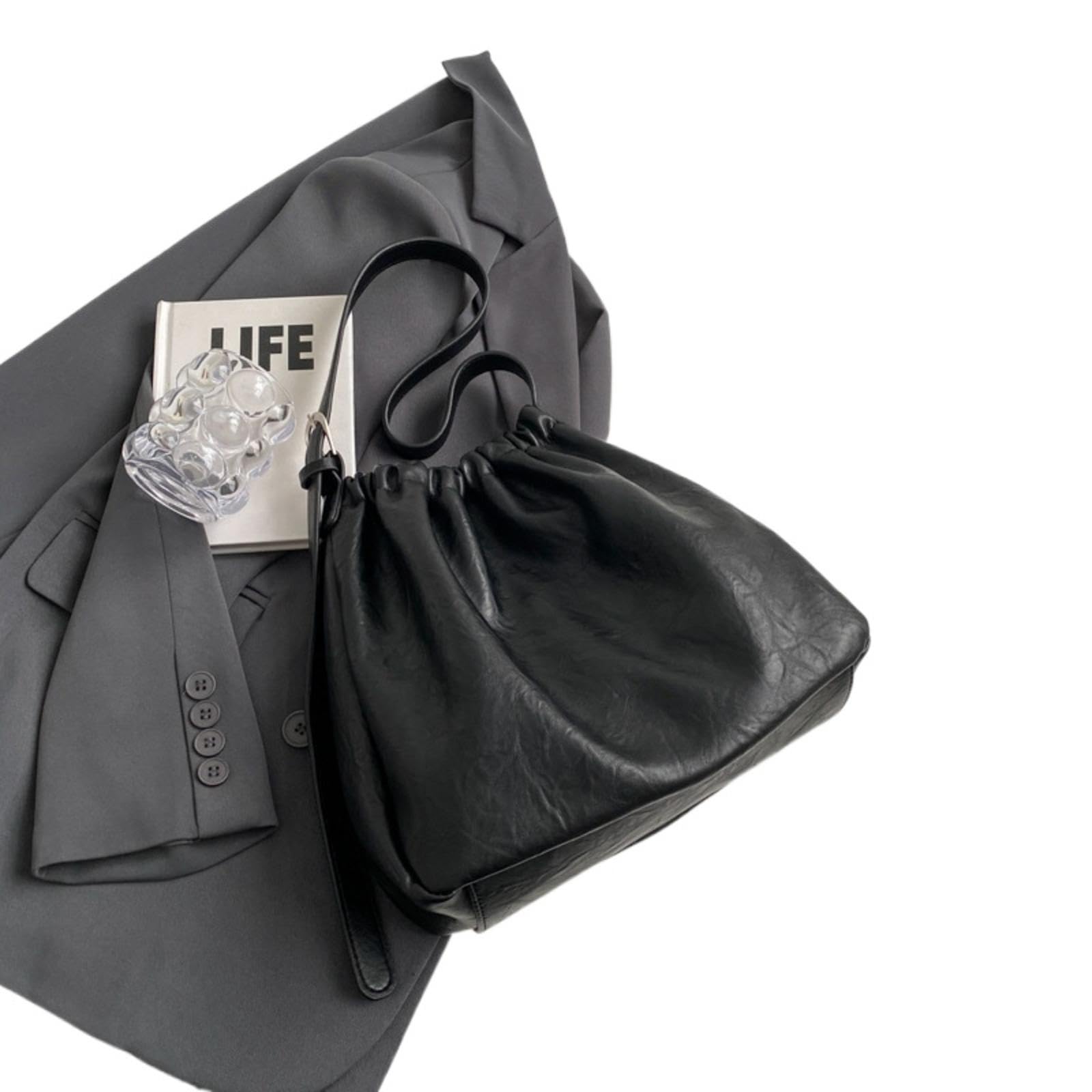 Sac seau plissé vintage femme petit sac bandoulière froncé et sac à main tendance