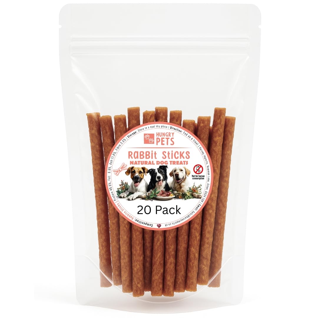 Premium Natural Dog Sticks 20 Pack - 100% Meat (20 Pack, Rabbit)
