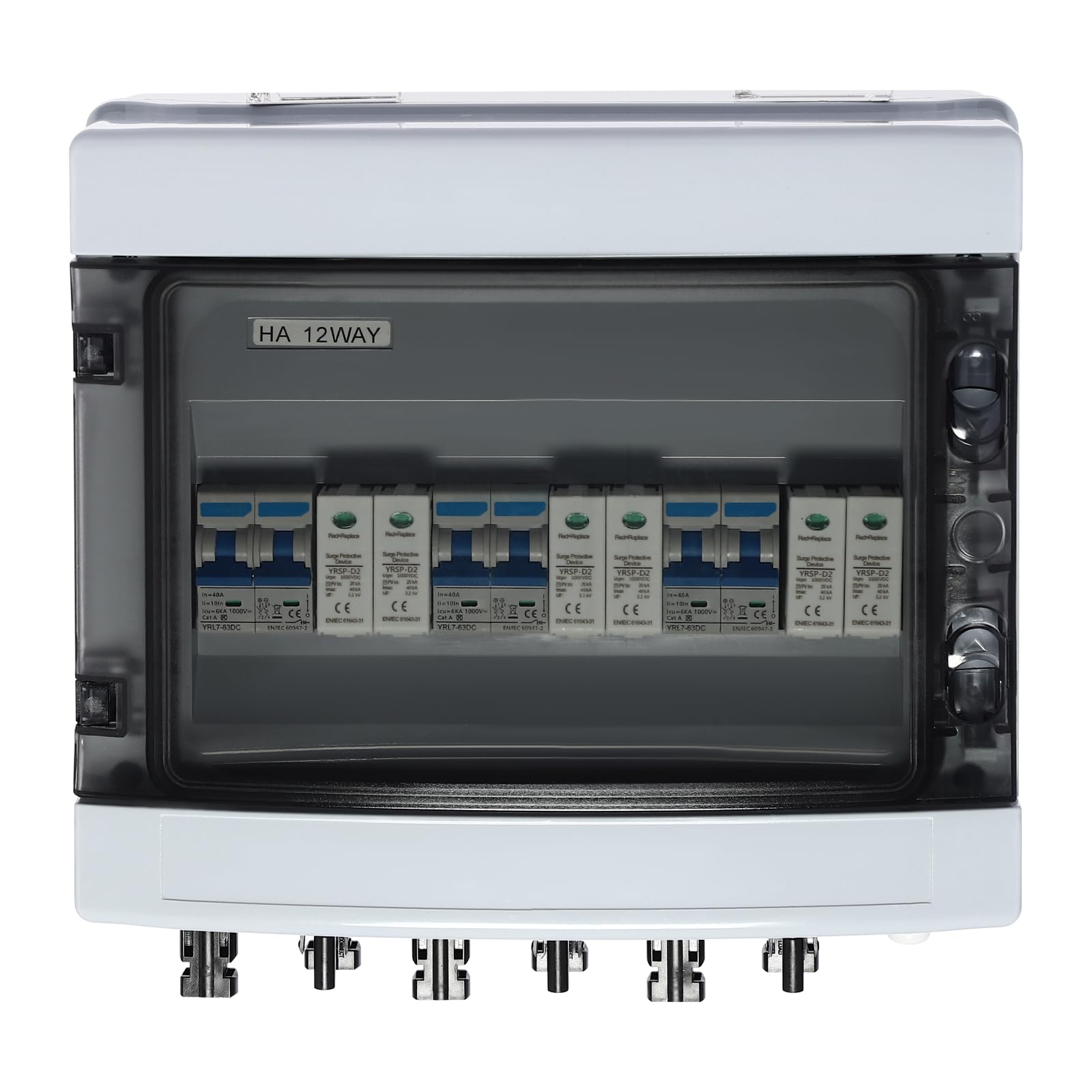 Boîte de jonction solaire, 1000 V, disjoncteur solaire, 3 entrées et 3 sorties, 63 DC, 2P 40 A, photovoltaïque, disjoncteur pour panneaux solaires